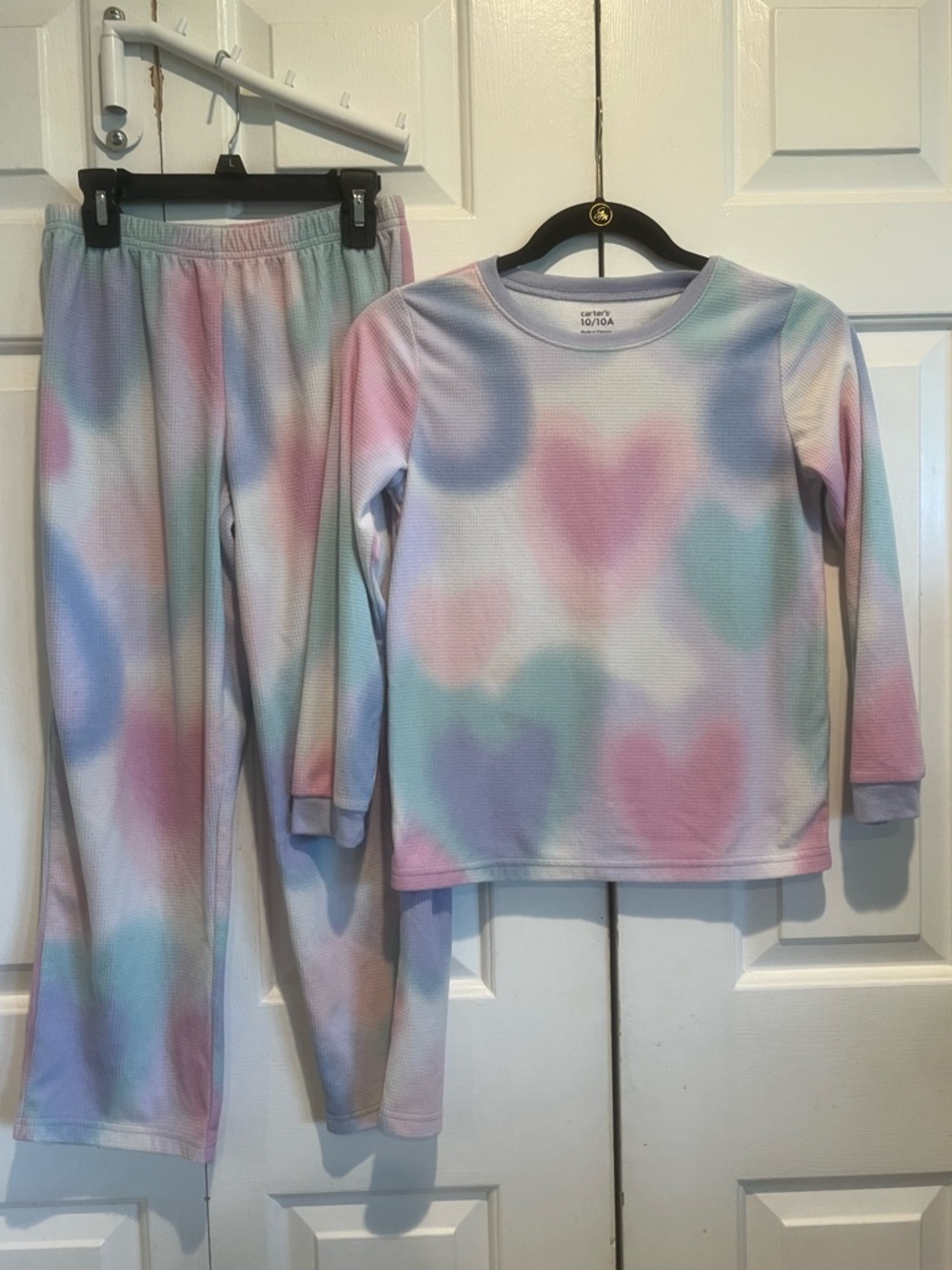 Carter's Pastel Heart Thermal Pajama Set - Pink, Purple, Blue, Green